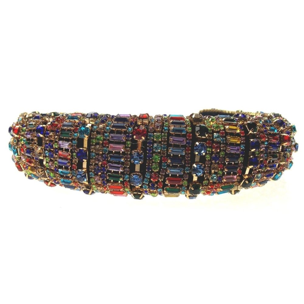 Natalie Mills Multi Colored Padded Headband Bling Gems Rhinestones Handmade Gift